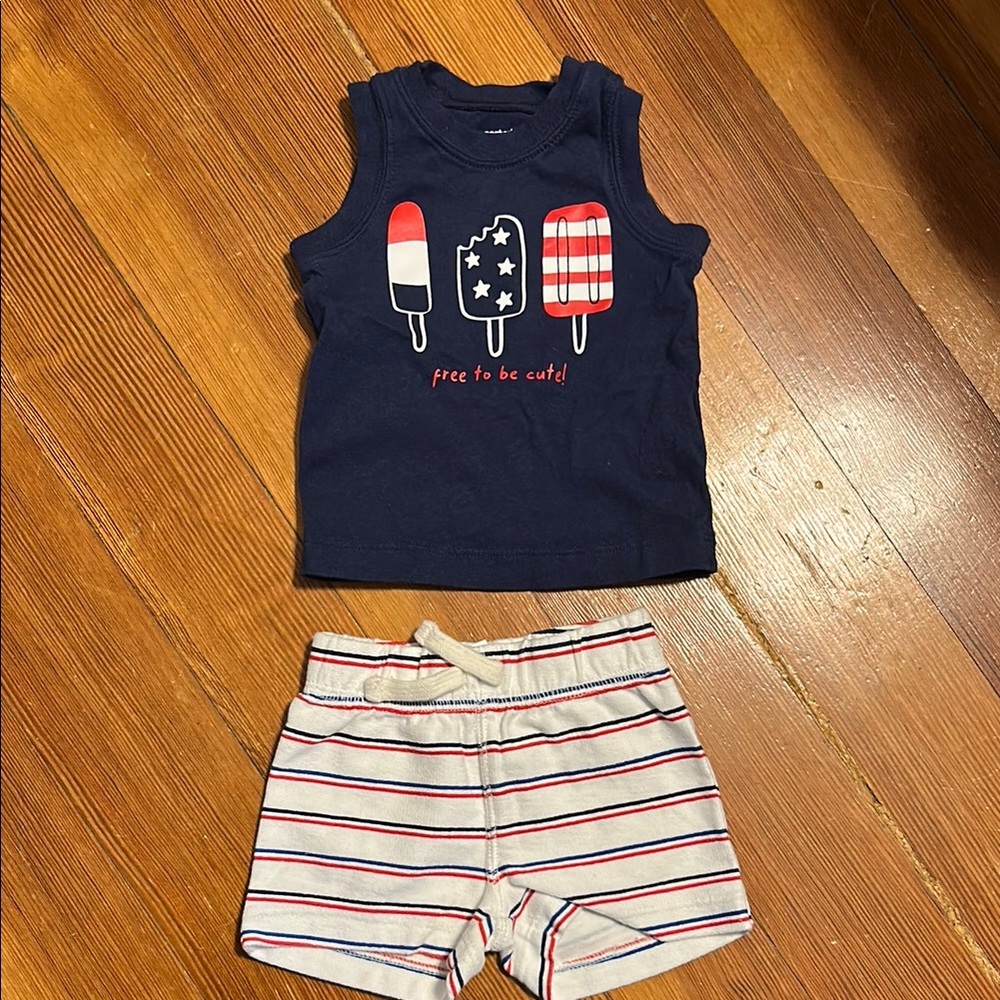 Carter's boy Navy and White Popsicle Tank and Shorts Set